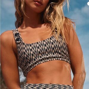 NEW Seea Free People Seea‎ Georgia Surf Top navy mini chevron, S